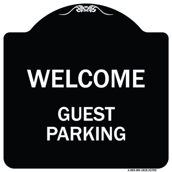 Welcome Guest Parking Heavy-Gauge Aluminum Architectural Sign, 18" x 18", BW-1818-22705